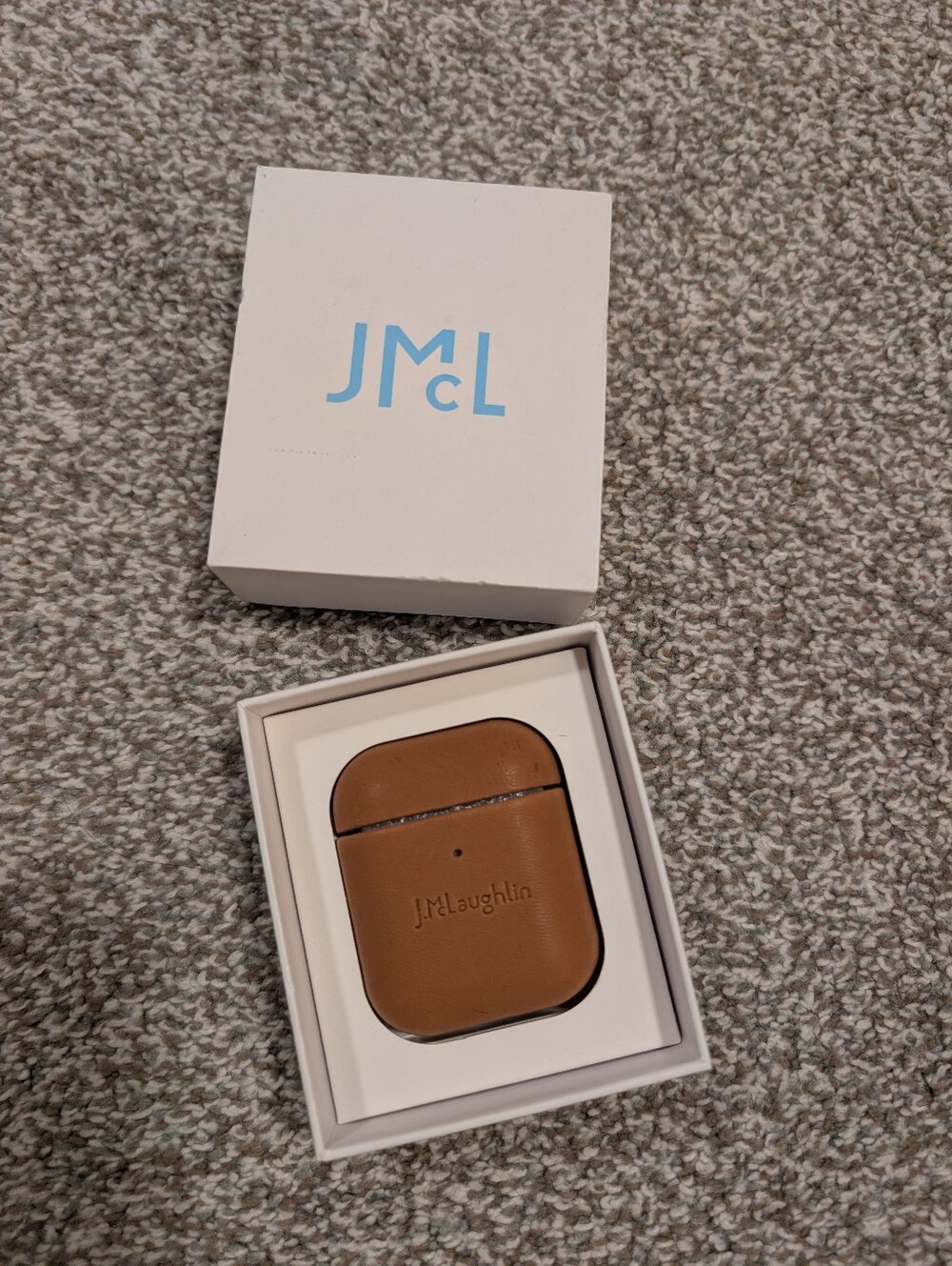 J McLaughlin Brown Leather Airpod Case
